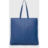 Answear Lab Usnjena torbica mornarsko modra barva