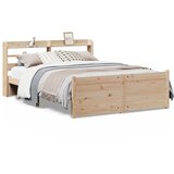 Maison Chic Posteljni Okvir - Dvoposteljna postelja z vzglavjem 140x190 cm trdna borovina, (22080488) | Shoptok.si
