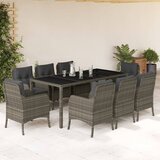  9-dijelni vrtni blagovaonski set sivi od poliratana Siva 190 cm table length | shoptok.hr