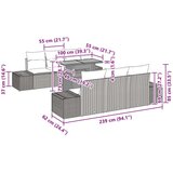 vidaXL vrtna sofra set Set od 8 Siva Ratan, Staklo, Drvo, Metal | shoptok.hr
