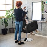 Izdelki za telo Frizerski stol, nastavljiv po višini, s hidravlično črpalko, vrtljiv za 360°, črne barve | Shoptok.si