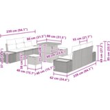 vidaXL 9-delni vrtni kavč s blazinami Črna Poli ratan Acacia | Shoptok.si
