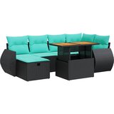  7-dijelni set vrtnih sofa poliratan i bagrem s jastucima sivi | shoptok.hr