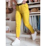 DStreet Spodnie damskie slim fit z paskiem TAIRONIK musztardowe | Shoptok.si
