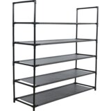 Kondela Omara za čevlje, 5 nadstropna, kovinska, črna, s policami iz tkanine, MADILO | Shoptok.si