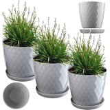 KADAX cvetlični lonec, sadilnik, pokrov, 30 cm, stojalo za rože, siva plastika, 3 kosi., (5000352703) | Shoptok.si