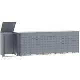  Spremište za 6 kanta za otpad sivo 414 x 79 x 117 cm čelično | shoptok.hr