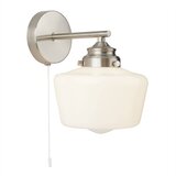 Searchlight School House Stenska svetilka z 1 lučjo, satenasto srebrna, bela IP44, E27, (22100566) | Shoptok.si