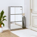 vidaXL Omarica za čevlje z ogledalom 3-nadstropna siva 63x17x102,5 cm Cene