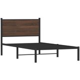 vidaXL Metalni okvir kreveta s uzglavljem smeđa boja hrasta 107x203 cm | shoptok.hr