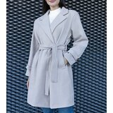 Gemre Elegant Beige Oversized Belted Coat Bahera | Shoptok.si