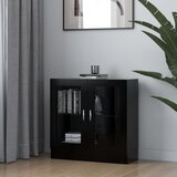 The Living Store Vitrina črna 82,5x30,5x80 cm iverna plošča - Vitrina, (21555133) Cene