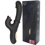 potisni vibrator s stimulatorjem za klitoris (črn)