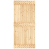  Klizna vrata Prirodna i crna 95 x 210 cm Čvrsta borovina | shoptok.hr