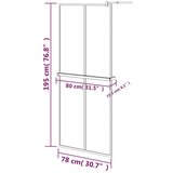 Pregrada za tuš s policom crna 80 x 195 cm s mutnim staklom ESG | shoptok.hr