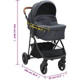  Dječja kolica 2-u-1 antracit i crna čelična | shoptok.hr