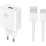 stenski polnilec z enim USB-A vhodom 66W in priloženim USB-A v USB-C kablom bele barve dolžine 1m HN-200330E00