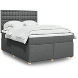 vidaXL Box spring postelja z vzmetnico temno siva 160x200 cm blago Cene