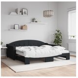 vidaXL Izvlečna dnevna postelja z vzmetnicami črna 90x190 cm | Shoptok.si