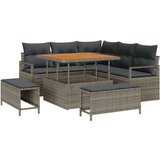  8-dijelni vrtni sofa set s jastučićima siva poli ratan akacija 2-sjedala vrtni sofa s pohranom i jastučićima siva poli ratan V Cijene