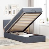 Maison Chic Otomanski Posteljni okvir - Enojna postelja - Postelja za odrasle z vzmetnico siv 90x200 cm žamet-J2559, (21765426) | Shoptok.si