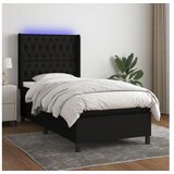  Box spring postelja z vzmetnico LED črna 100x200 cm blago | Shoptok.si