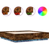  The Living Store Posteljni okvir z LED lučkami dim. hrast 200x200 cm inž. les - Posteljni Okvir, (21501302) | Shoptok.si
