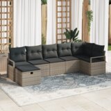 vidaXL 7-delni vrtni kavč set z blazinami siva poly ratan | Shoptok.si