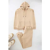 Trendyol Stone Oversize/Wide Cut Hooded Basic Tracksuit Set