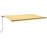 vidaXL Ročno zložljiva tenda z LED lučmi 500x300 cm rumena in bela, (20966509) | Shoptok.si