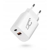  stenski polnilnik usb qc 3.0 + usb-c 20W bel | Shoptok.si