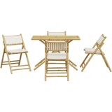  5-dijelni sklopivi bistro set s krem bijelim jastucima bambus | shoptok.hr