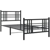 vidaXL Kovinski posteljni okvir z vzglavjem in vznožjem črn 107x203 cm, (21128225) | Shoptok.si