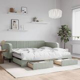  The Living Store Izvlečna dnevna postelja s predali svetlo siva 100x200 cm žamet - Izvlečna Dnevna Postelja, (21491313) | Shoptok.si