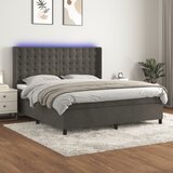 Krevet box spring s madracem LED tamnosivi 160x200 cm baršun Cijene