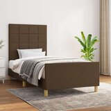  Posteljni okvir z vzglavjem temno rjav 90x200 cm blago, (20907155) Cene