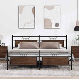 Maison Chic Kovinski posteljni okvir - Dvoposteljna postelja - Zakonska postelja brez vzmetnice rjavi hrast 193x203 cm-J31, (21766526) | Shoptok.si