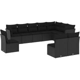  10-dijelni set vrtnih sofa s jastucima crni od poliratana | shoptok.hr