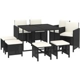  9-dijelni vrtni blagovaonski set s jastucima crni od poliratana | shoptok.hr