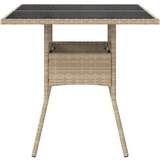 vidaXL Vrtni stol sa staklenom pločom bež 90x90x75 cm od poliratana | shoptok.hr