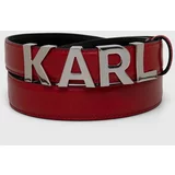 Karl Lagerfeld Usnjen pas ženski, rdeča barva
