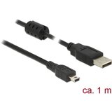 Delock USB kabel USB 2.0 USB-A vtič\, USB-mini-B vtič 1.00 m črna s feritnim jedrom 84912, (20416622) | Shoptok.si