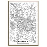  Slika - Florence Map (1 Part) Vertical 40x60 U prirodnom drvenom okviru | shoptok.hr