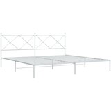  Metalni okvir za krevet s uzglavljem bijeli 200x200 cm | shoptok.hr