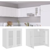 Viseći stakleni ormarić bijeli 60 x 31 x 60 cm od iverice | shoptok.hr