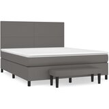 vidaXL Box spring postelja z vzmetnico siv 160x200 cm umetno usnje, (20900766) | Shoptok.si