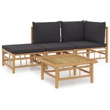 The Living Store Vrtna sedežna garnitura 4-delna temno sive blazine bambus - Vrtna Sedežna Garnitura, (21460260) | Shoptok.si