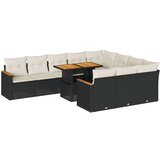 vidaXL 11-dijelni set vrtnih sofa poliratan i bagrem s jastucima crni | shoptok.hr