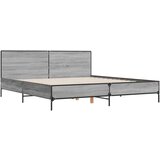  Posteljni okvir siva sonoma 180x200 cm inž. les in kovina | Shoptok.si