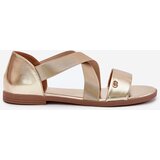 EVENTO Womens flat sandals with elastic straps gold Marinea | Shoptok.si